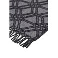 thumbnail image 4 of HomeRoots 512358 2 x 3 ft. Black & Gray Wool Geometric Hand Woven Rectangle Area Rug with Fringe, 4 of 5