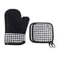 thumbnail image 2 of 2 uds guantes de horno resistentes al calor 2 uds porta ollas guantes antideslizantes aislados guant Abanopi Negro, 2 of 7