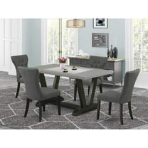 East West Furniture 5-Piece Kitchen Dinette Set Included 4 Kitchen Dining chairs Upholstered Seat and High Button Tufted Chair Back and Rectangular Table with Cement Color Rectangular Table Top -...