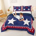 thumbnail image 3 of Manfei Stars Print Queen Comforter Set,Red Blue Comforter Sets Queen,Navy Blue Reversible,3-Piece,1 Comforter and 2 Pillowcases, 3 of 7