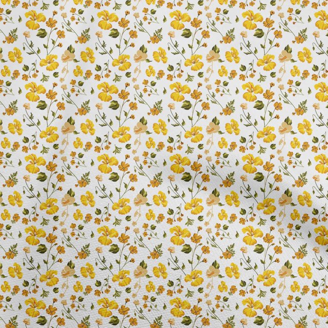 oneOone Rayon White Fabric Floral Craft Projects Decor Fabric Printed By The Yard 56 Inch Wide