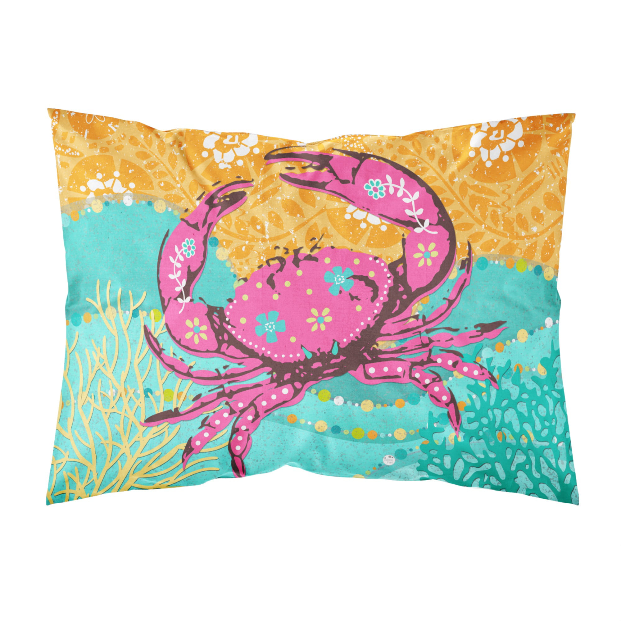 Multicolor Carolines Treasures VHA3028PILLOWCASE Coastal Pink Crab Fabric Standard Pillowcase Standard 