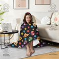 thumbnail image 4 of Wearable Blanket,Black Colorful Skull Flower Hat Pattern Hooded Wearable Sherpa Blanket for Adults & Teens,Winter Poncho Shawl Wrap Cape Thick Warm,60"x80", 4 of 5