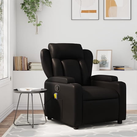 vidaXL Massage Recliner Chair Black Faux Leather