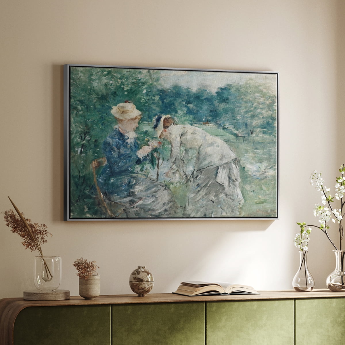 Vintage Botanical Print-LV By Wexford Home Framed in Silver Wood Gallery Wrapped Canvas 17 in. x 25 in.