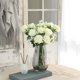 thumbnail image 3 of Ramo de flores de seda artificial de rosas para el hogar, oficina, arreglos de boda, blanco (10 piezas), 3 of 5