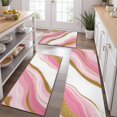 thumbnail image 2 of Pink Gold Marble Pattern Kitchen Rugs Sets Of 3,Kitchen Runner Rugs Non Skid Washable,Decorative Kitchen Floor Mats for Kitchen,Sink,Laundry,17"x30"+ 17"x47" + 17"x59", 2 of 6
