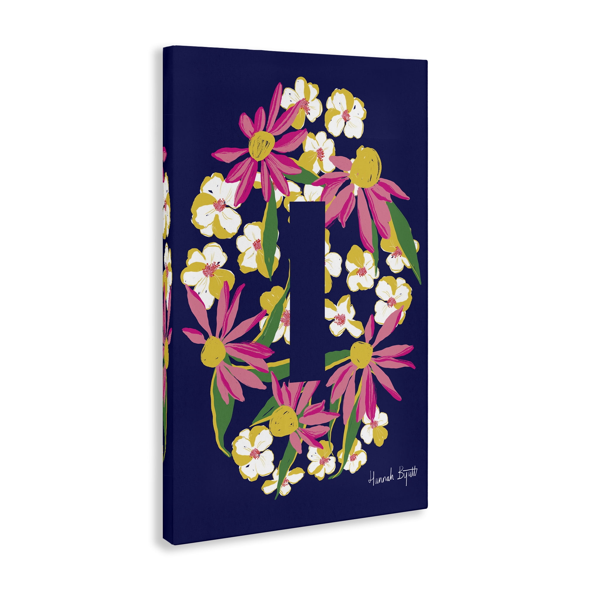 Stupell Industries Floral Bloom Letter I Botanical & Floral Painting Gallery Wrapped Canvas Art Print Wall Art, 16 x 24