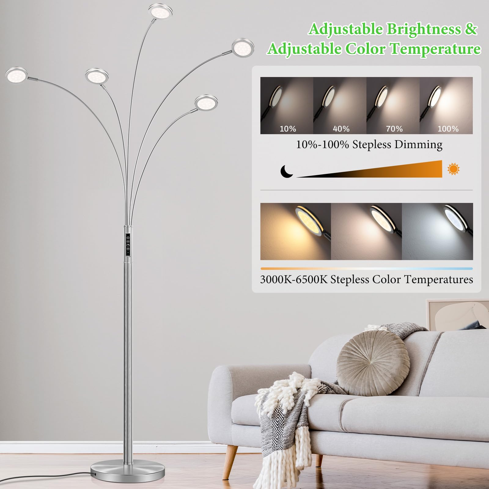 Nordic Hygge 2250LM Dimmable Floor Lamp with Timer Adjustable Colors Brightness and Remote
