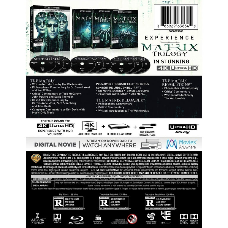 マトリックス 4k ULTRA HD Blu-ray　セット Amazon.co.jp: マトリックス レザレクションズ (4K ULTRA HD&