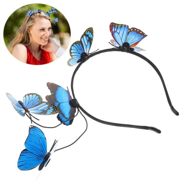 LOLIPPYY Wedding Hair Accessories For Women Butterfly Headband Metal Blue 1Pack
