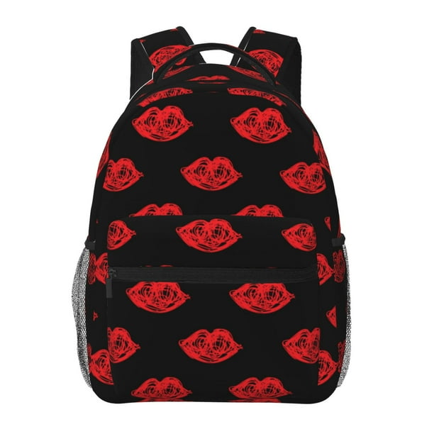 Disketp Red Beautiful Lips Mochila Estampada para Hombre y Mujer – Mochila Ligera Clásica con Múltiples Bolsillos para Universidad, Trabajo y Viajes-One Size