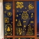 thumbnail image 4 of Juego de 2 pegatinas para ventanas eléctricas navideñas silenciosas con chispas doradas, decoraciones navideñas de vidrio, pegatinas de pared con polvo dorado, 4 of 5