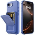 thumbnail image 4 of Allytechgroup iPhone 16e Case with Card Slots & Makeup Mirror, Rugged Shockproof Kickstand Bumper  Protective Hard PC Cover Phone Case for Apple iPhone 16e, Blue, 4 of 7