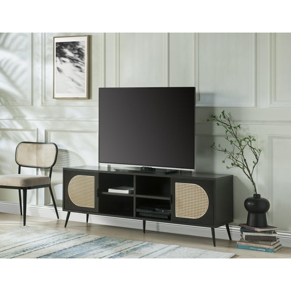 60"L X 16"W X 22"H Colson TV Stand, Black Finish
