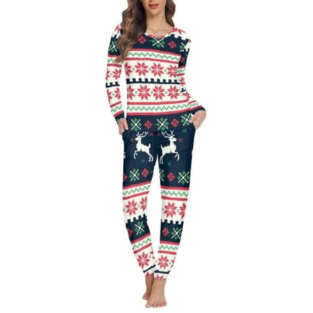 

Binienty Ugly Christmas Women Sleepwear Pajamas Set Xmas Native Aztec Elk Pullover Tops with Sweatpants Party Wear Holiday Warm Sweatsuit Sleep Yoga Jogger Sport Clothing Tshirts and Pants 5XL