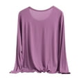 thumbnail image 4 of Ashirexll Womens Long Sleeve Shirts Casual Winter Tops Casual Solid Color Round Neck Blouse Loose Comfortable, 4 of 6