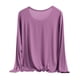 thumbnail image 4 of HongQid Women's Crew Neck Long Sleeve Shirts Basic Loose Fit Layering Modal Cotton Tops, 4 of 6
