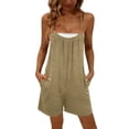 thumbnail image 2 of Sokhug Spaghetti Strap Romper for Women Sleeveless Casual with Side Pockets Loose Fit Summer Solid Color Jumpsuit Shorts, 2 of 6