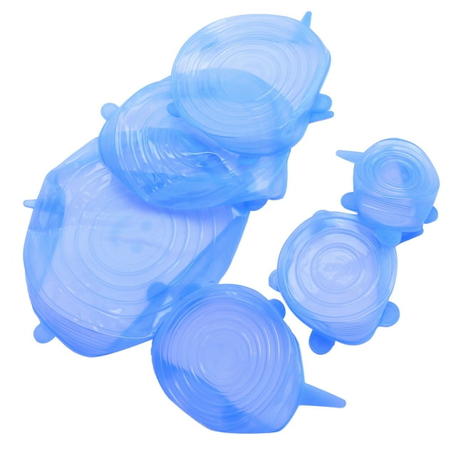 Food Storage Cover, Food Sealing Lid Lightweight Stretched Freely 6Pcs Stable for Most Bowls Cans Containers and Cups Blue