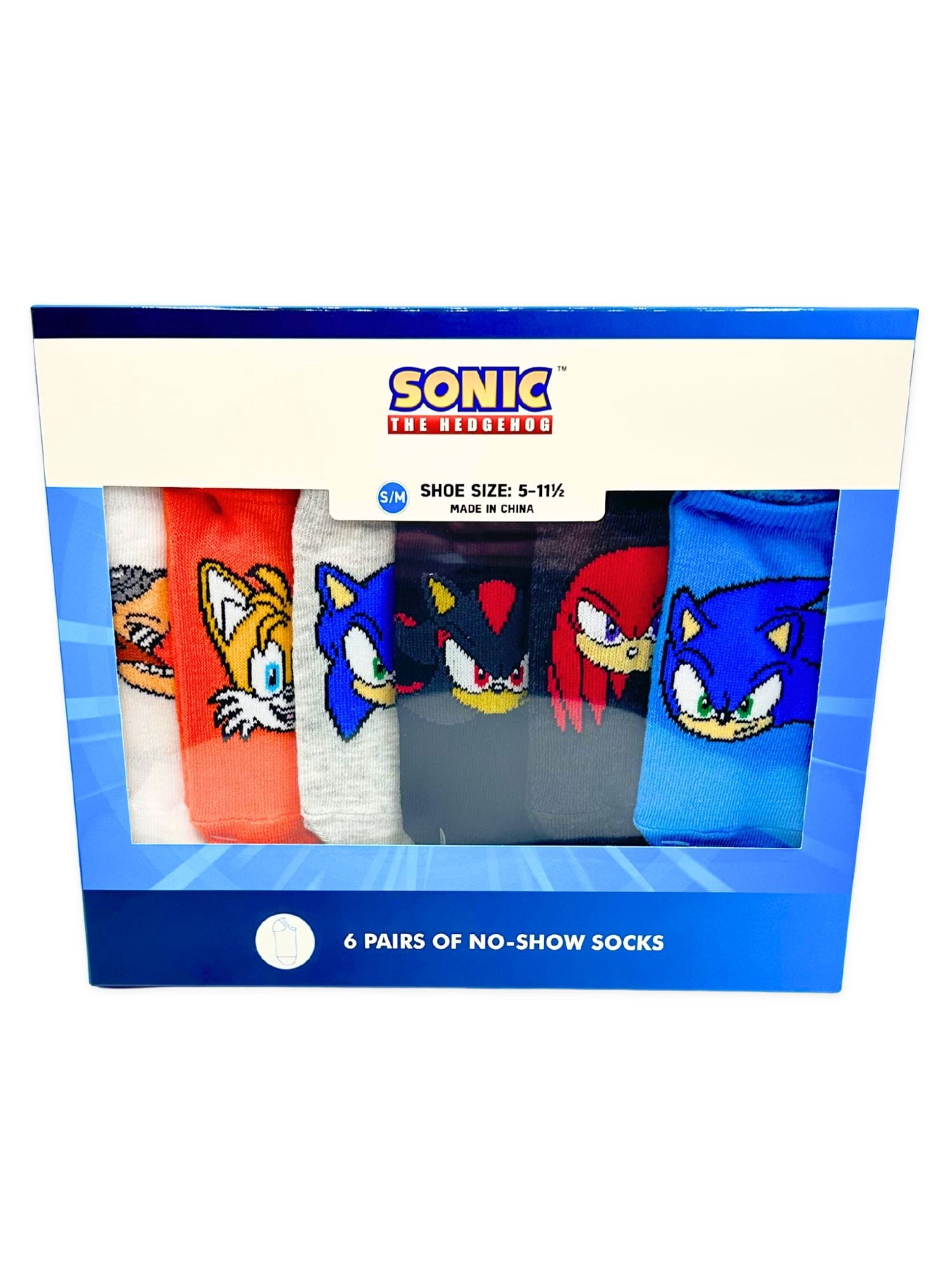 Sonic the Hedgehog Boys No-Show Socks, 6-Pack, Sizes S/M-M/L