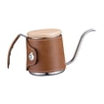 thumbnail image 4 of Hervidor de café con cuello de cisne y tapa de piel sintética, con indicador de nivel de agua, para café por goteo, para bar interior y exterior marrón claro, 4 of 8