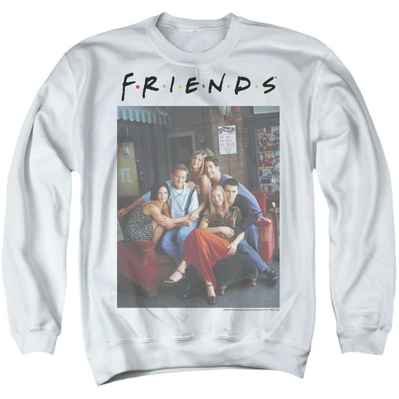 Friends Characters 2 Unisex Adult Crewneck Sweatshirt,White, Medium