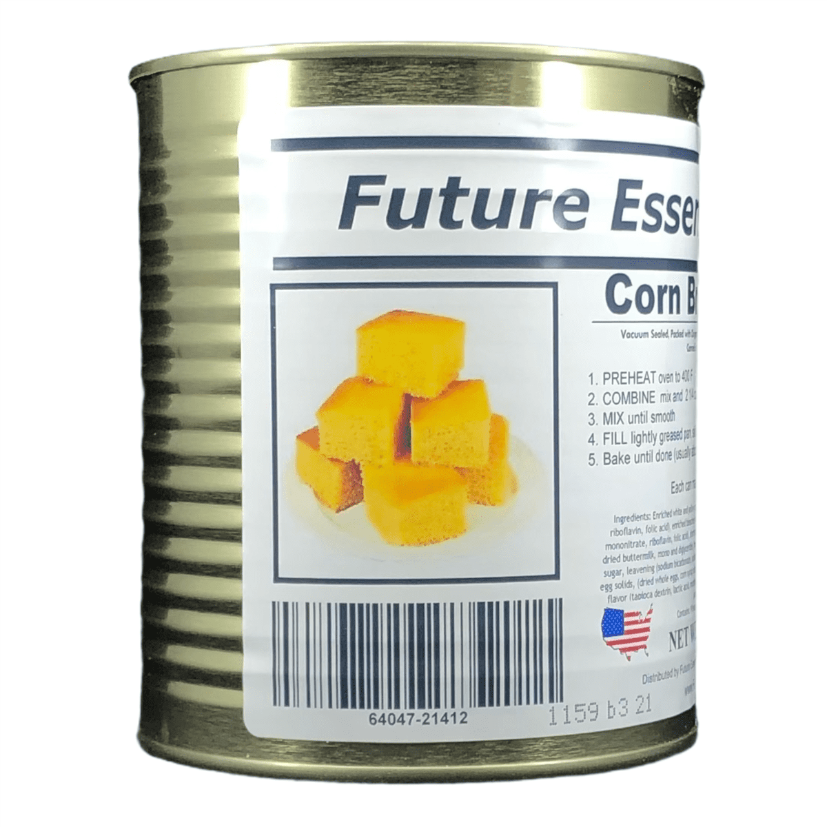 (12 Cans Pack) Future Essentials Freeze Dried Emergency Camping Food Canned Classic Style Cornbread Mix #2.5 / 18oz / Can