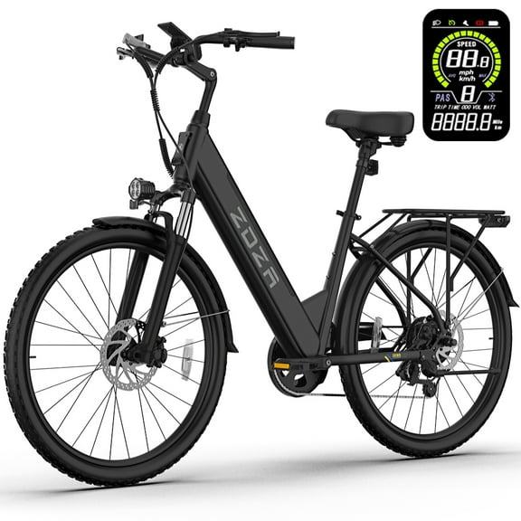 ZDZA Vélo Électrique pour Adultes 26”, Moteur de Pointe 750W Vélo Électrique 35 Km/h pour Femme, Batterie 48V, Cadre à 7 Vitesses avec Tablette Arrière UL2849