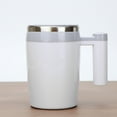 thumbnail image 3 of Inteprter Taza de café agitadora automática de acero inoxidable, taza de café duradera de acero inoxidable con capacidad de 380ML Juegos de servir café y té gris blanco, 3 of 6