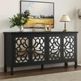 thumbnail image 5 of May in Color Buffet Cabinet with Mirror Butterfly Carved Door, 63" Sideboard Cabinet with Adjustable Shelves, Modern Vintage Accent Credenza Media Console for Entryway, Living Room, Kitchen, Black, 5 of 8