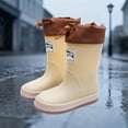 thumbnail image 5 of hopeusnice Kids Rain Boots Mid Calf Style Pull On Closure Waterproof Sole Warm Lining For Wet Weather Outdoor Activities Beige 20, 5 of 5