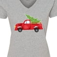 thumbnail image 4 of Inktastic Christmas Vintage Truck with Christmas Tree Women's V-Neck T-Shirt, 4 of 5