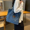thumbnail image 2 of Denim Canvas Shoulder Bag, Women's 2025 New Large-capacity Shopping Bag, Niche Literary Tote Bag Casual Handbag, 2 of 26