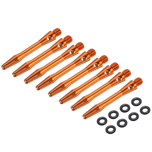 Uxcell 8Pcs Aluminum Dart Shafts 2BA Thread Dart Stems Replacement Accessories with Rubber Rings for Steel Tip Orange 35mm