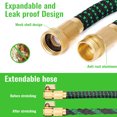 thumbnail image 6 of Luniquz Garden Hose 100 FT, Durable Flexible Water Hose with Multifunction Spray Hose Nozzle, 3/4 inch Solid Brass Fittings, Extra Strength Fabric, Lightweight & No-kink Expanding Hose（BlackGreen）, 6 of 7