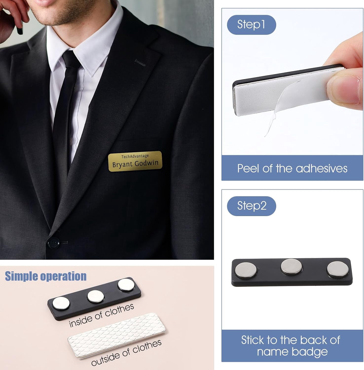Name Tag Magnets 60 Pack, Strong Magnetic Name Badge Holders for Shirts Clothes, Heavy Duty Neodymium Magnets for ID Badges, Uniforms, Conferences, Events