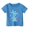 thumbnail image 3 of Toddler Girls Shirts Size 5t Crewneck Short Sleeved Fashion Letter Prints Shirt Soft Comfy Oversized Pullover Tops(Ocean Animal, Blue, 6-7 Years), 3 of 3