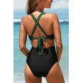 thumbnail image 2 of Cupshe Women's Vacation One Piece Swimsuit Colorblock Wrapped Crisscross Bathing Suit Gree, 2 of 8