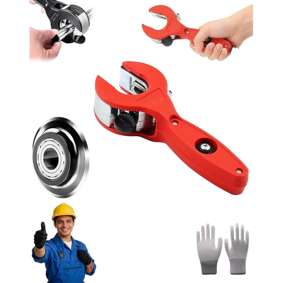 2026 New Copper Pipe Cutter, 2 in 1 Ratcheting Tubing Cutter, Adjustable Ratcheting Tubing Tool for Cutting Copper, With Blades & Trimming Blades, for Pvc, and Soft Metal Pipes (Black)