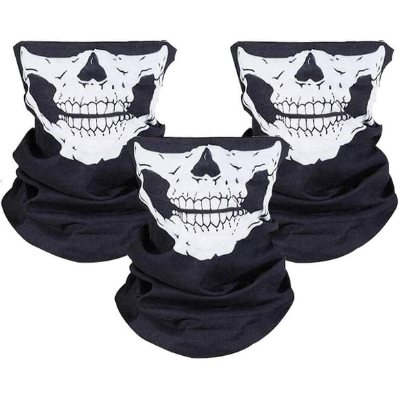 JFBUJC 3 Piece Seamless Skull Face Tube Mask Motorcycle Face Mask For Motorcycle, Bike, Hiking, Skiing, Halloween
