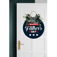 thumbnail image 5 of Eveokoki Happy Father Day Wooden Front Door Sign Rustic Round Wreath Wall Hanger Porch Decor Spring and Summer Farmhouse Decoration Housewarming Gift 11 Inches, 5 of 5