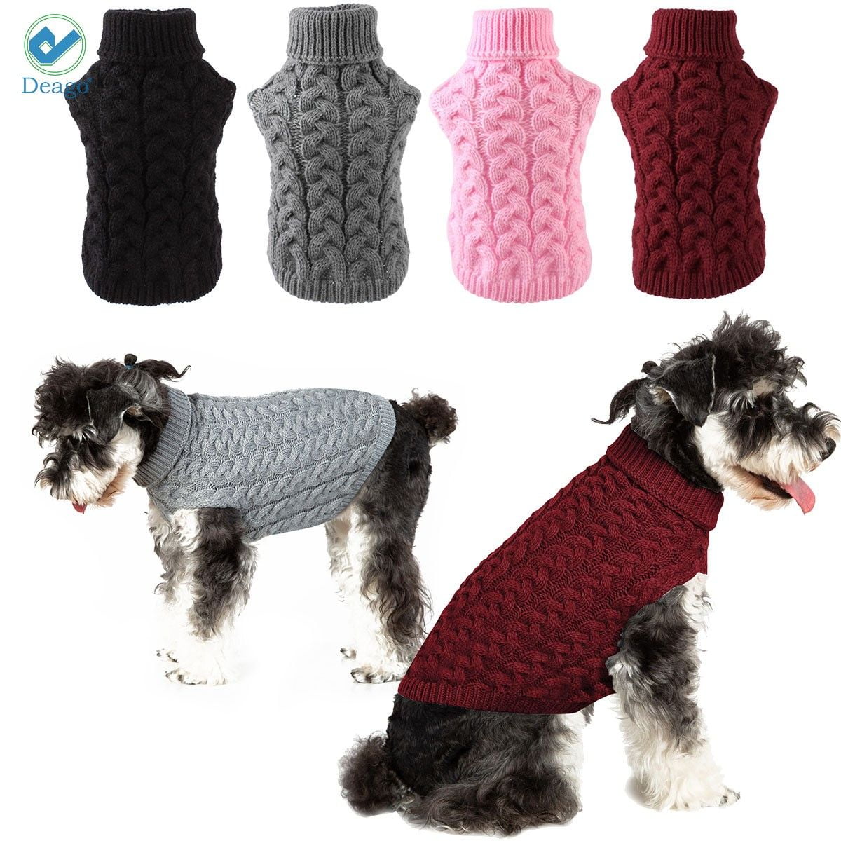 Pink & Grey Plaid Turtleneck M/L/XL Trezo Sweater Collection for Dogs 