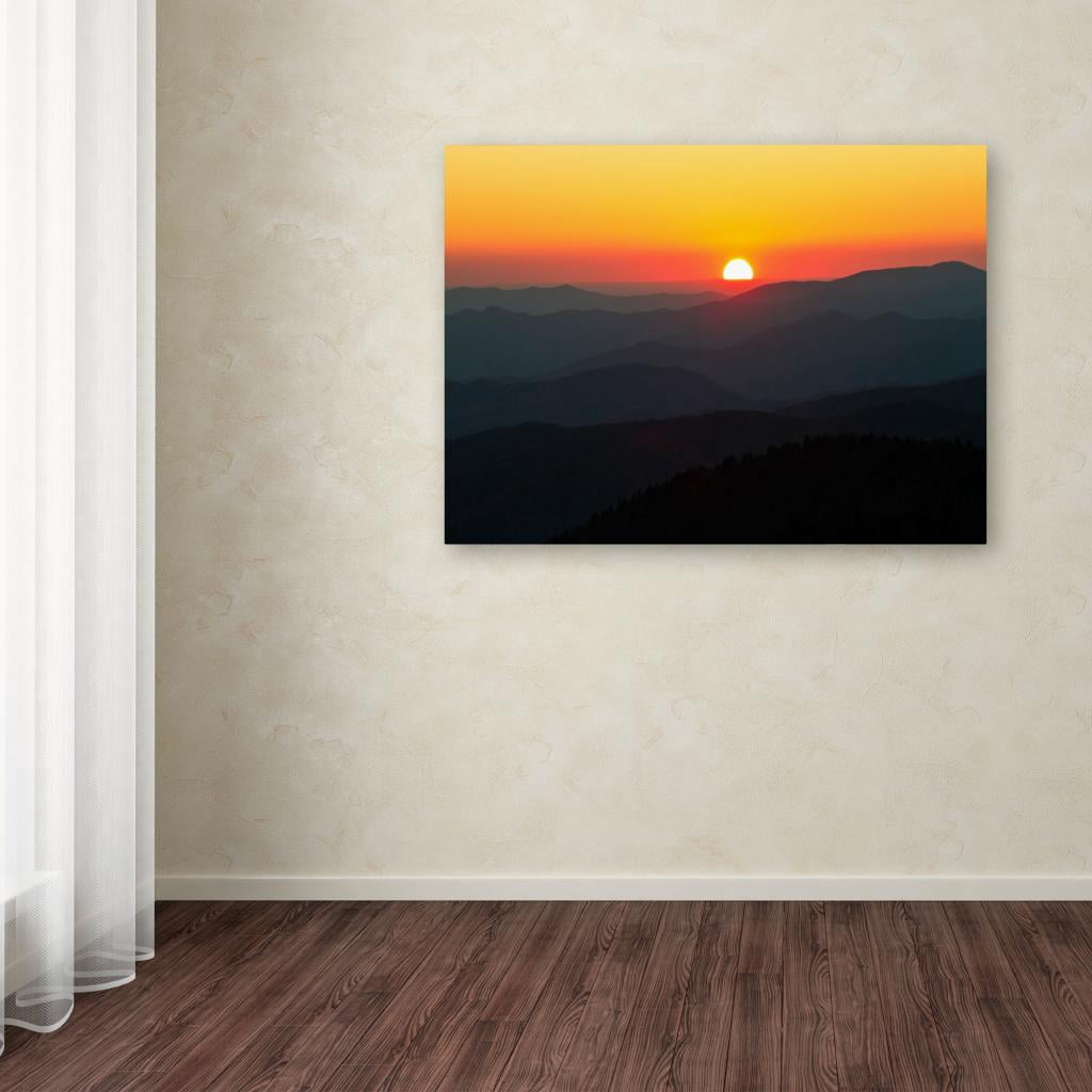 Trademark Fine Art "Great Smoky Mountains Sunset" Canvas Art by Pierre Leclerc