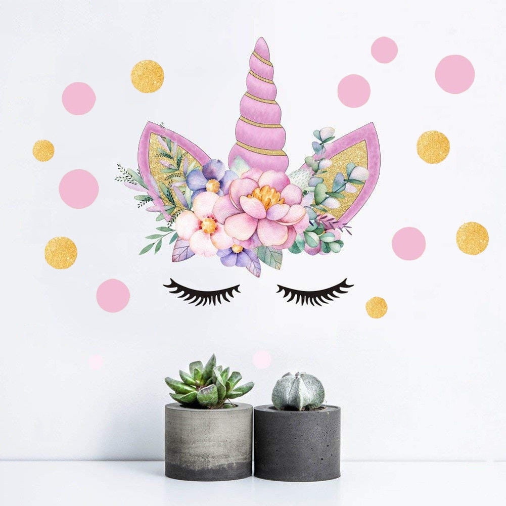 Hirigin Unicorn Wall Stickers Unicorn Art Decals Kids Girls Room Window