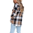thumbnail image 3 of LUXUR Ladies Lapel Neck Tunic Shirt Single Breasted Work Blouse Khaki M, 3 of 8