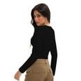 thumbnail image 3 of Womens Long Sleeve Shirts Basic Crop Tops Going Out Fall Fashion Underscrubs Layer Slim Fit Tops, 3 of 6