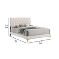 thumbnail image 5 of Lif Platform King Size Bed, Panel Tufted Headboard, Gold Legs, White Velvet, 5 of 5