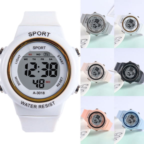 Resicozy Digital Sports Watch for Womens Mens Waterproof Watch Soft Silicone Strap Wrist Watch White One Size