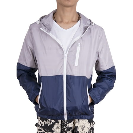 SAYFUT Men Zip up Sportswear Windbreaker Nylon Jacket Sport Casual Lightweight Hooded Outdoor Jacket Big & Tall L-3XL Color